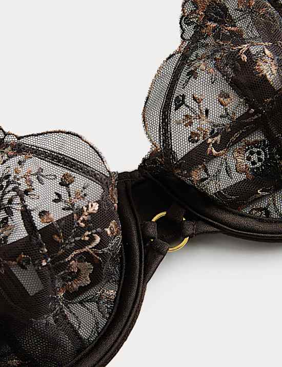 Mia Leopard Embroidery Wired Balcony Bra (A-E)
