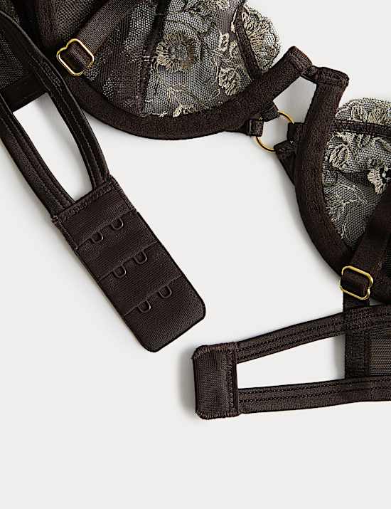 Mia Leopard Embroidery Wired Balcony Bra (A-E)