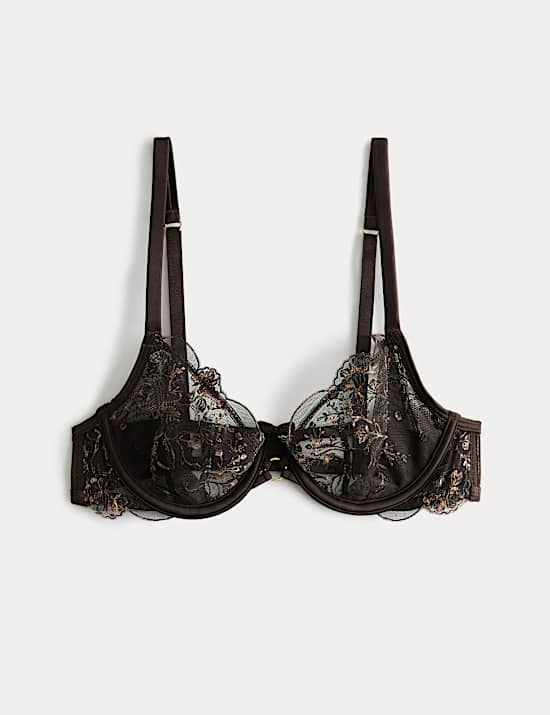 Mia Leopard Embroidery Wired Balcony Bra (A-E)