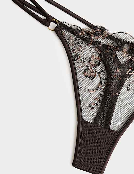 Mia Leopard Embroidery Thong
