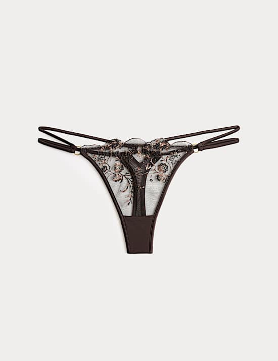 Mia Leopard Embroidery Thong