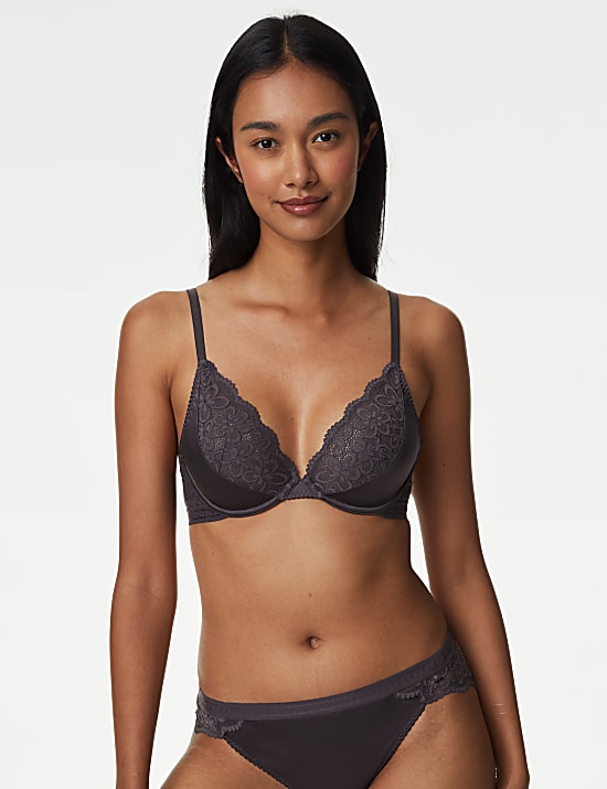 Ines Satin Wired Plunge Bra A-E