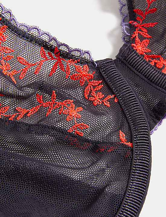 Farina Embroidered Wired Plunge Bra F-H