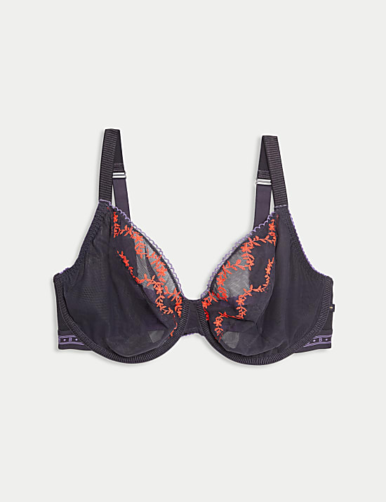 Farina Embroidered Wired Plunge Bra F-H