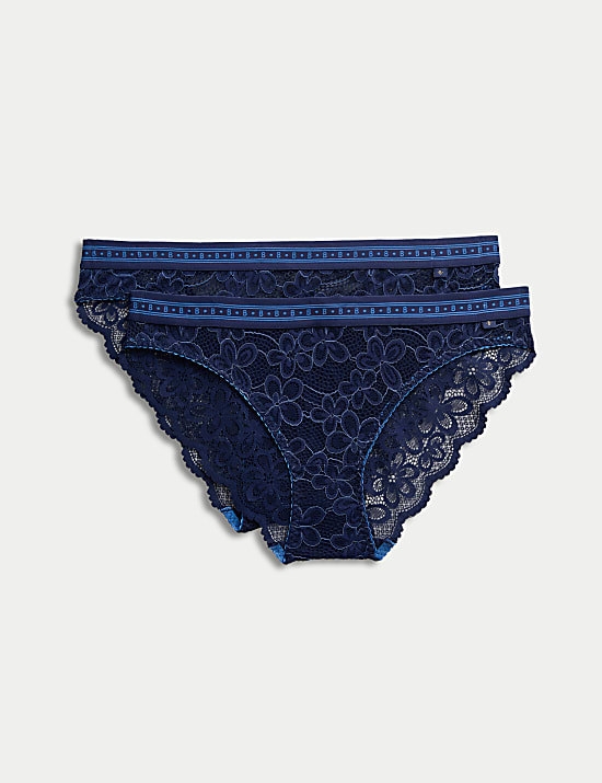 2pk Cleo Lace Bikini Knickers