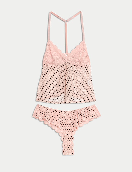 Σετ καμισόλ με print δαντέλα & ύφασμα Alma