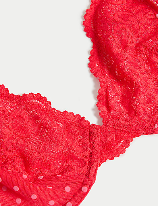 Alma Flock & Lace Wired Plunge Bra (A-E)