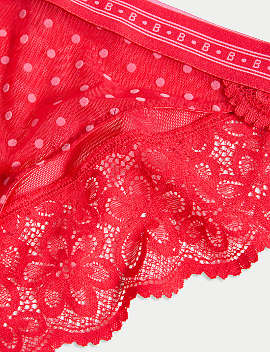 Alma Flock & Lace Bikini Knickers