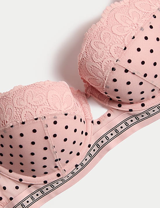 Alma Flock & Lace Wired Balcony Bra (A-E)