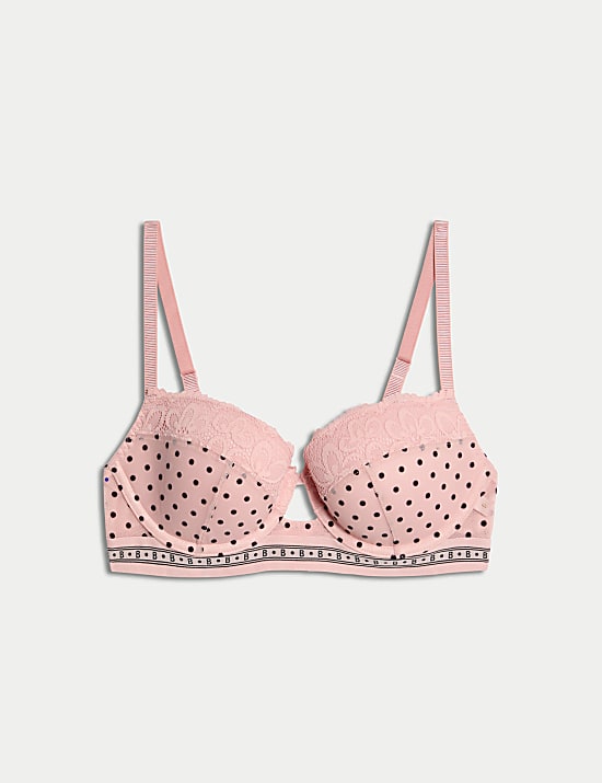 Alma Flock & Lace Wired Balcony Bra (A-E)