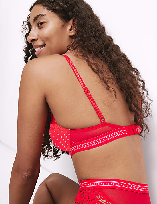 Alma Flock & Lace Wired Balcony Bra (A-E)