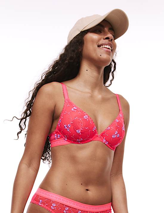 Karina Embroidery Wired Plunge Bra (A-E)