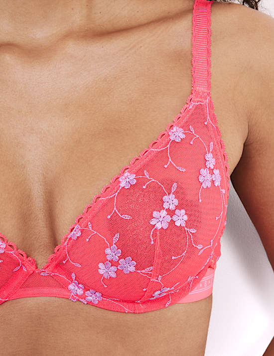 Karina Embroidery Wired Plunge Bra (A-E)