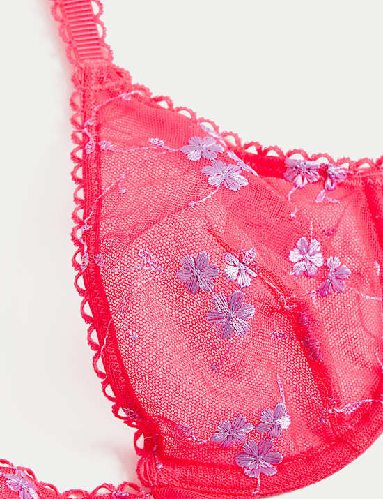 Karina Embroidery Wired Plunge Bra (A-E)