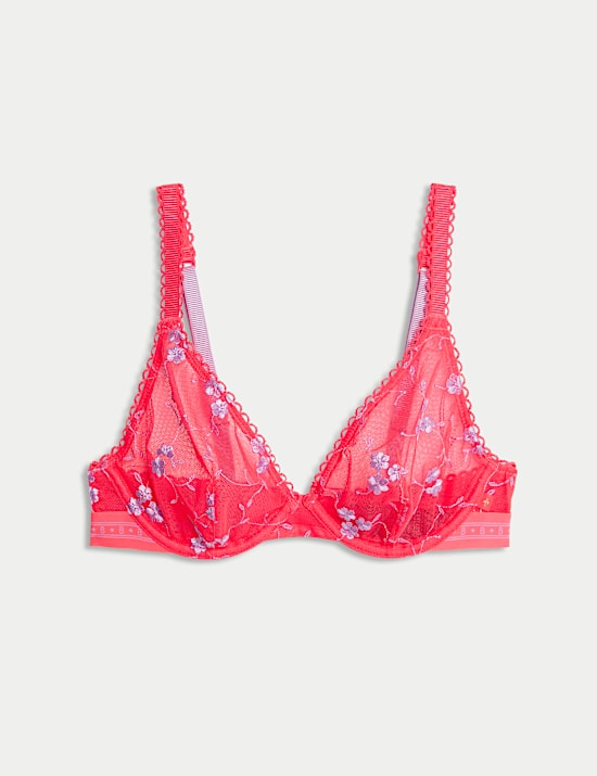 Karina Embroidery Wired Plunge Bra (A-E)