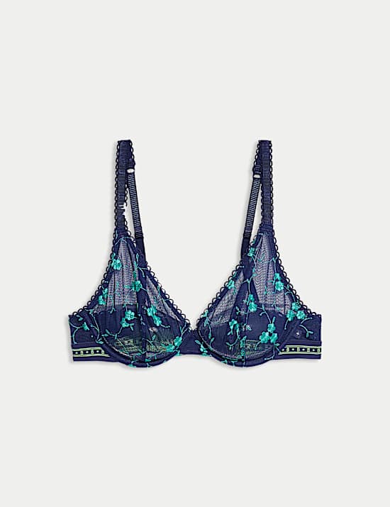 Karina Embroidery Wired Plunge Bra (A-E)