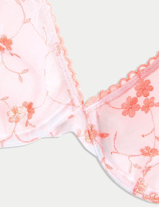 Karina Embroidery Wired Plunge Bra (A-E)