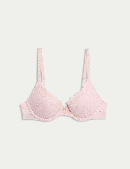 Lotta Ribbed Wired Demi Bra with Cotton (A-E)