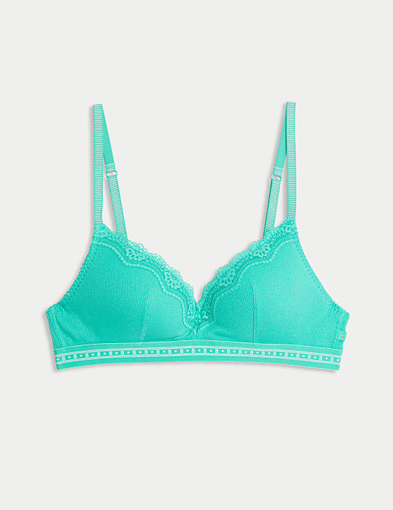 Lotta Ribbed Non-Wired Plunge Bra with Cotton (A-E)