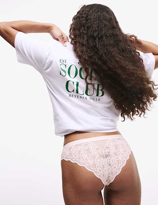 2pk Lotta Ribbed Brazilian Knickers with Cotton