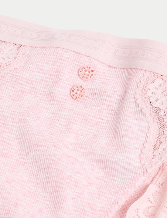 2pk Lotta Ribbed Brazilian Knickers with Cotton