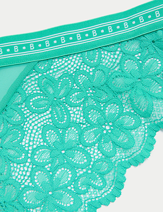 2pk Lotta Ribbed Brazilian Knickers with Cotton