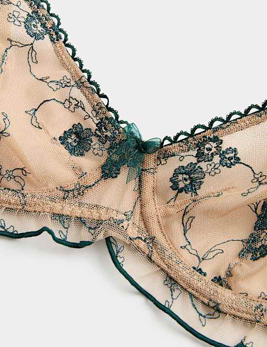 Helena Embroidery Wired Demi Cup Bra (A-E)