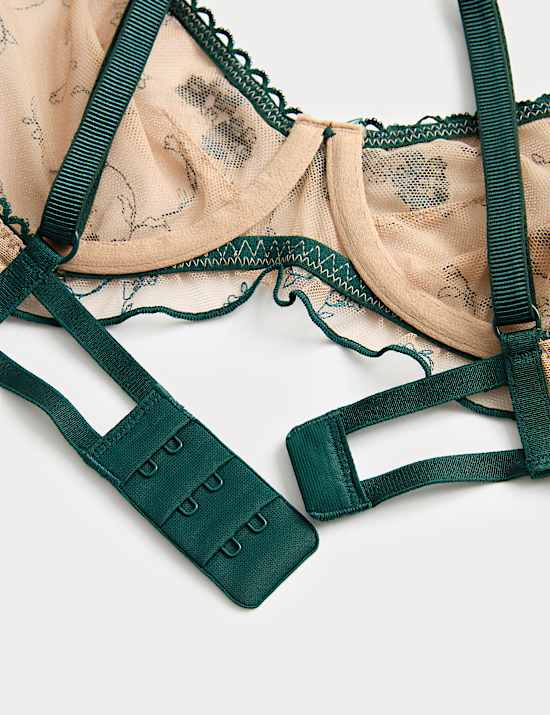 Helena Embroidery Wired Demi Cup Bra (A-E)