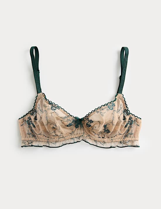 Helena Embroidery Wired Demi Cup Bra (A-E)