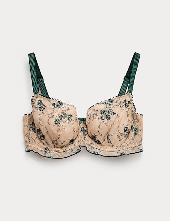Helena Embroidery Wired Demi Cup Bra (F-H)
