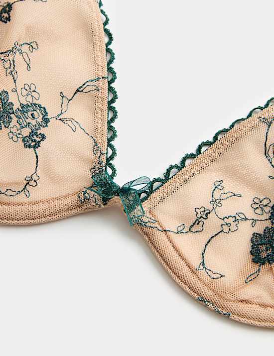 Helena Embroidery Wired Plunge Bra (A-E)