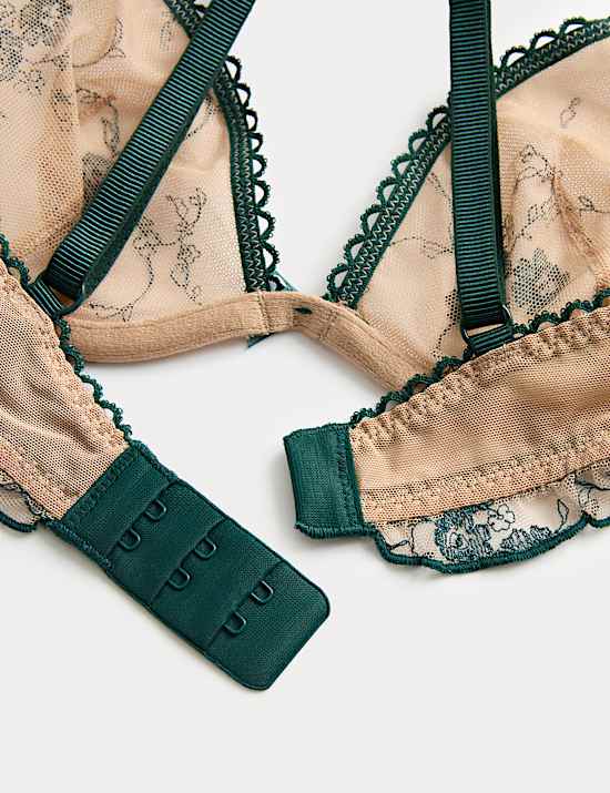 Helena Embroidery Wired Plunge Bra (A-E)