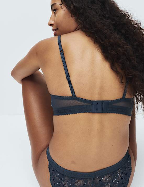 Cleo Sequin Lace Non Wired Plunge Bra