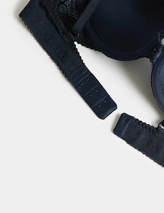 Cleo Sequin Lace Wired Push Up Plunge Bra A-E