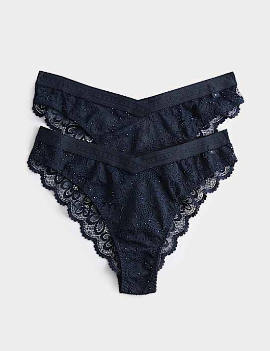 2pk Cleo Sequin Lace Miami Knickers
