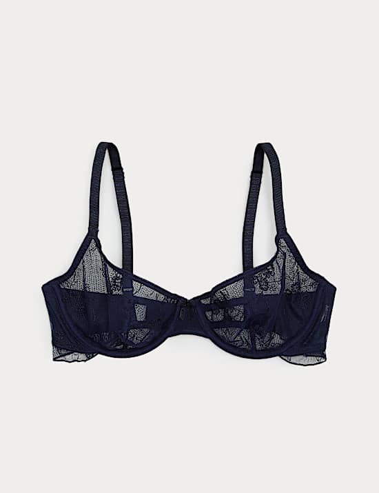 Helena Embroidery Wired Demi Cup Bra (A-E)