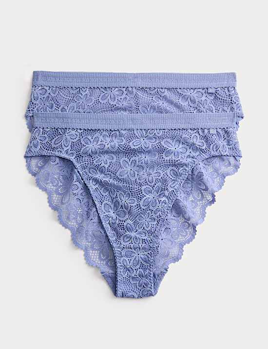 2pk Cleo Lace High Waisted High Leg Knickers