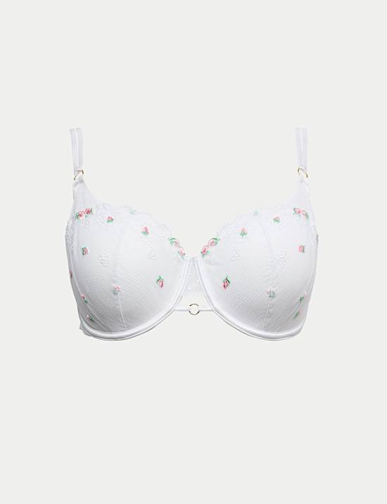 Leah Embroidery Wired Demi Cup Bra F+