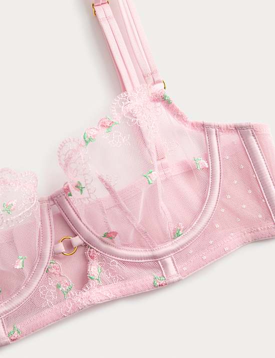 Leah Embroidery Wired Longline Balcony Bra (A-E)