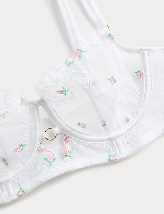 Leah Embroidery Wired Longline Balcony Bra (A-E)