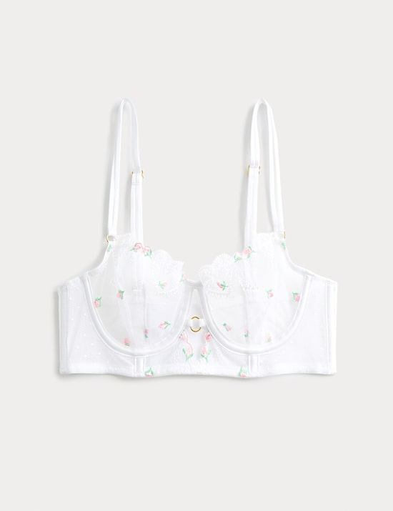 Leah Embroidery Wired Longline Balcony Bra (A-E)