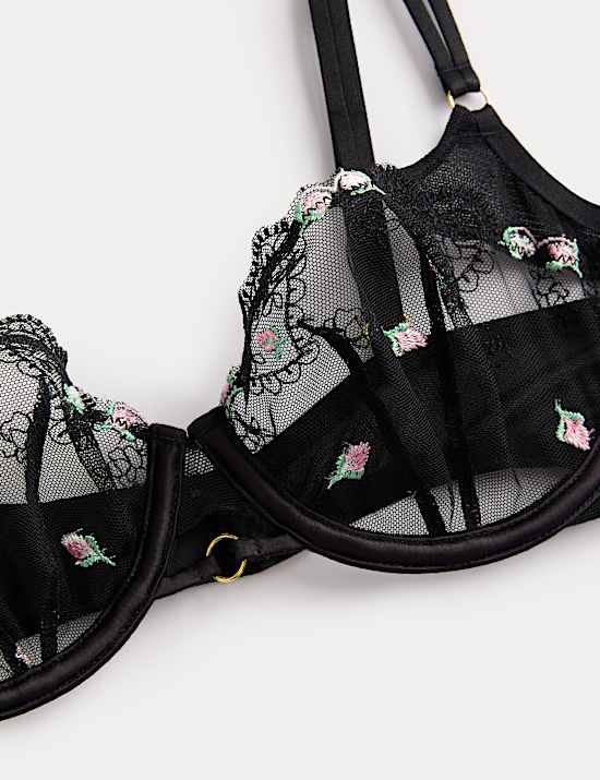 חזיית Leah רקומה עם ברזלים וחצי קאפ (מידות A-E)