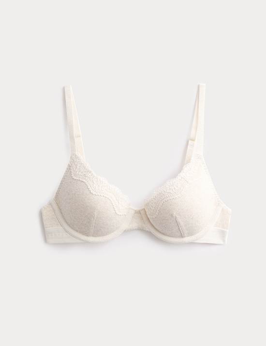 Lotta Cotton Rib Wired Demi Cup Bra (A-E)
