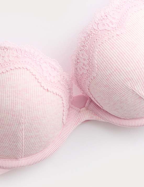Lotta Cotton Rib Wired Push Up Plunge Bra (A-E)