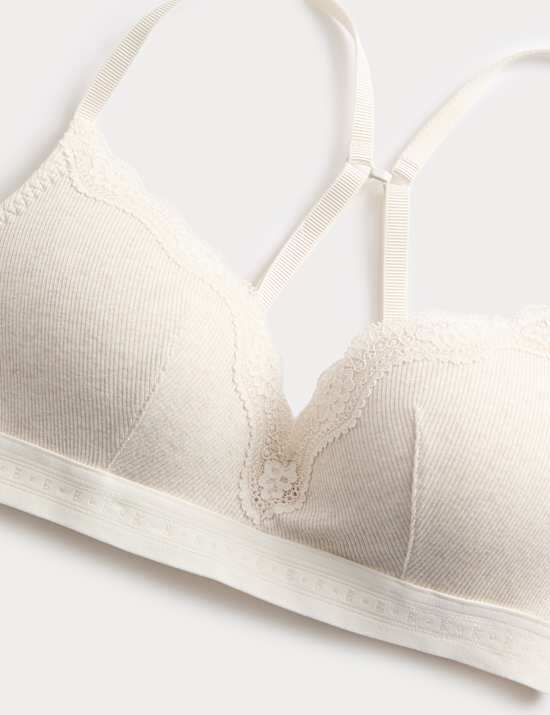 Soutien-gorge plongeant Lotta c&ocirc;tel&eacute; sans armature en coton, bonnets A &agrave; E