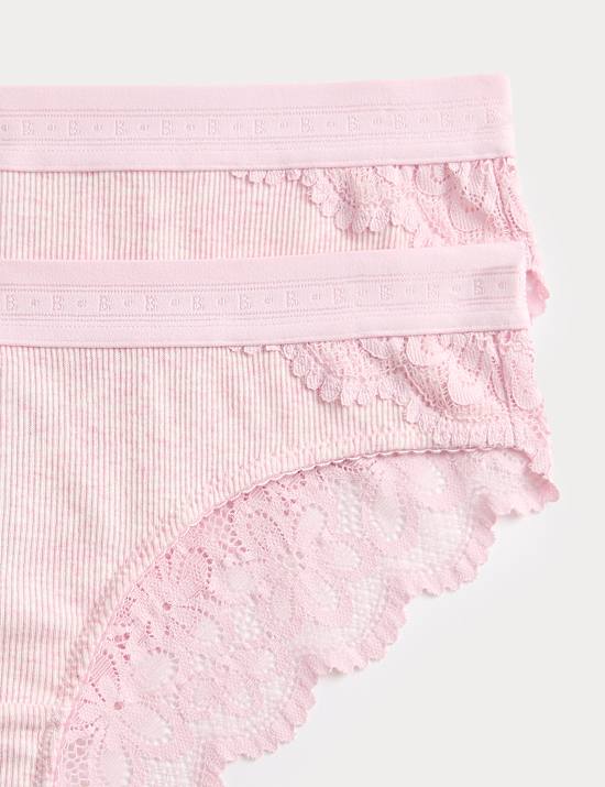 2 Pack Lotta Cotton Blend Rib Brazilian Knickers