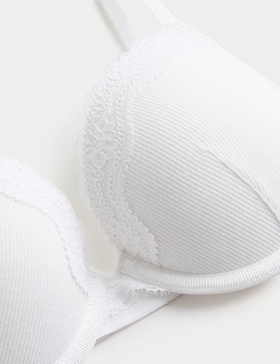 Juni Cotton Rib Wired Push-Up Plunge Bra (A-E)