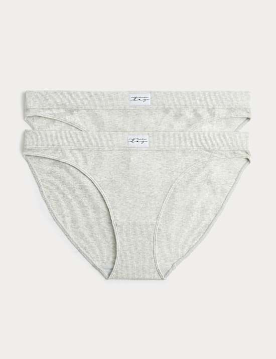 2 Pack Juni Cotton Rib Bikini Knickers