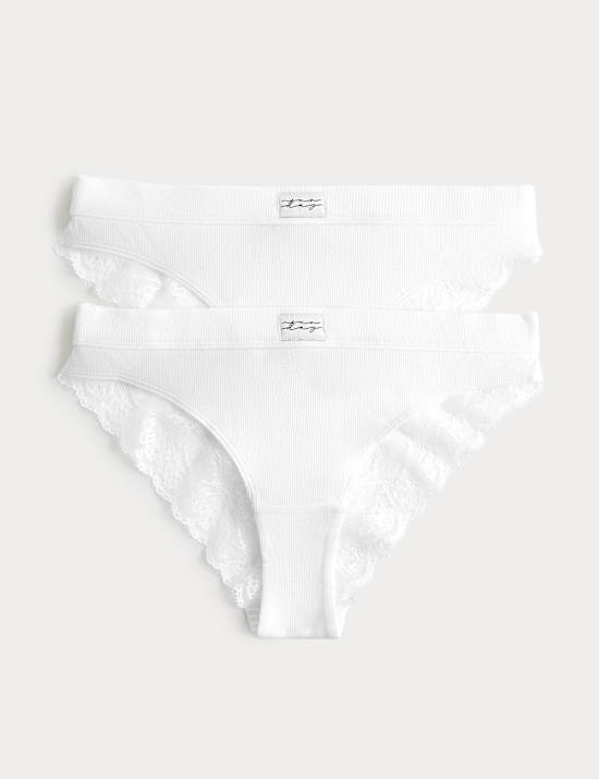 2 Pack Juni Cotton Rib Brazilian Knickers
