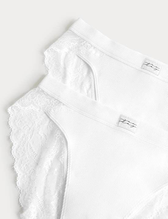 2 Pack Juni Cotton Rib High Waisted High Leg Knickers